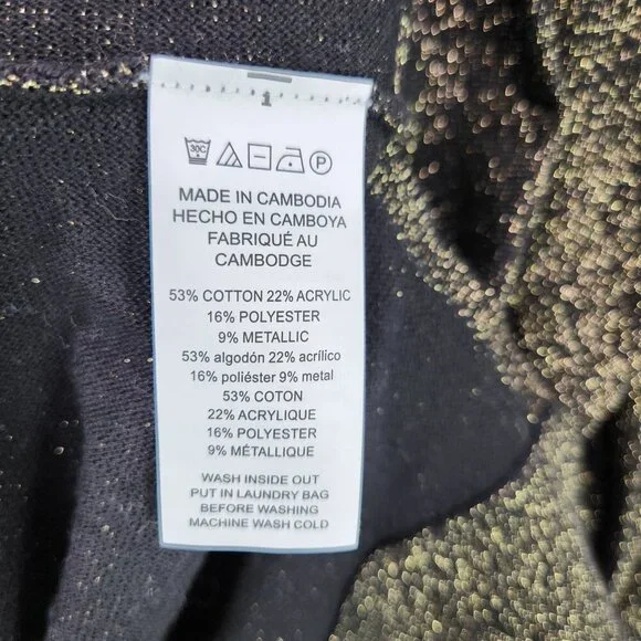 Michael Kors Top Pullover Sweater Medium Shimmer Gold Black Metallic Long Sleeve - Picture 10 of 11